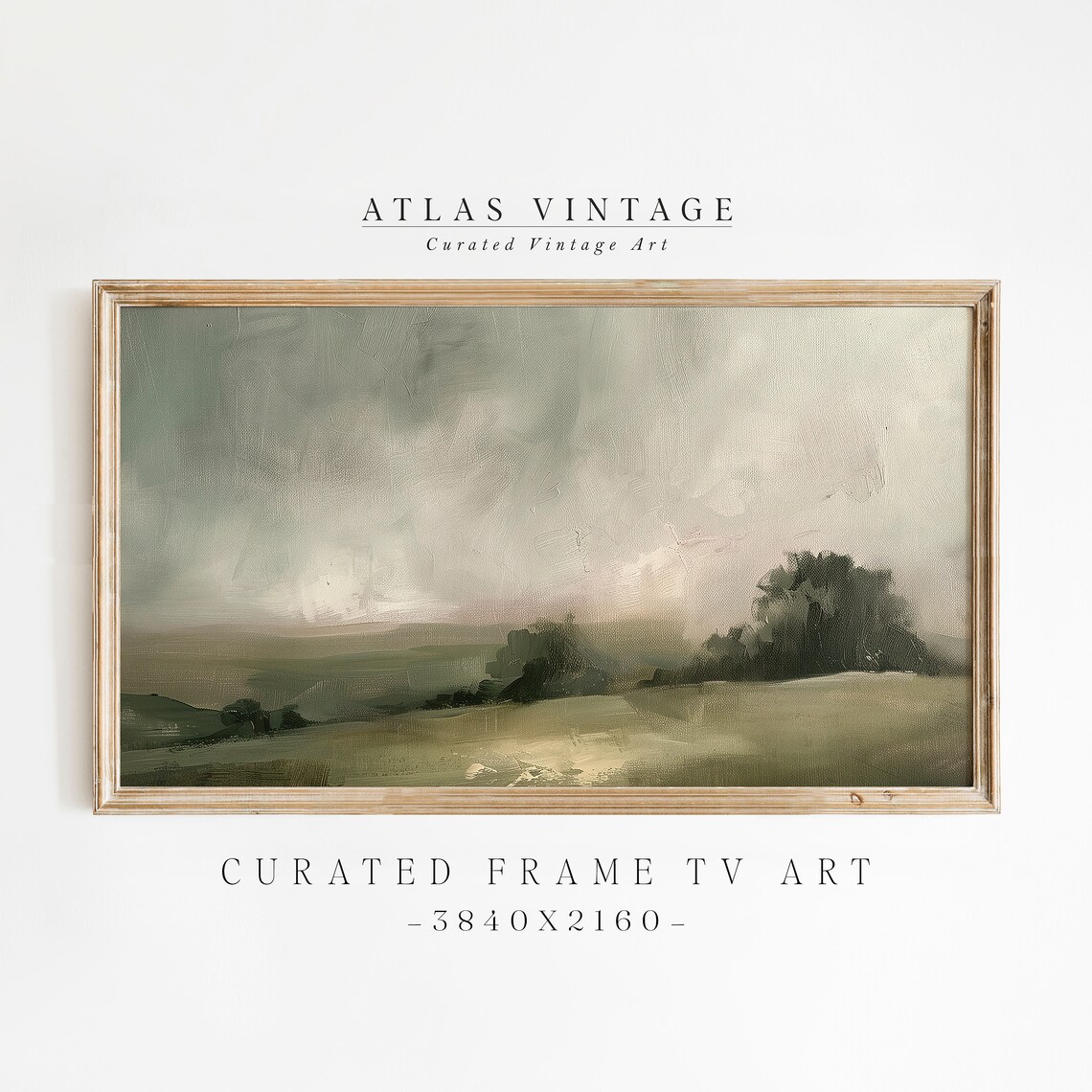 Moody Dark Green Hills Under Brooding Sky Vintage Landscape Painting Poster