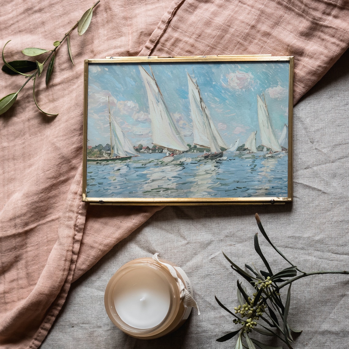 Sailboat Regatta Race Impressionist Vintage Seascape Painting Poster - Image 3