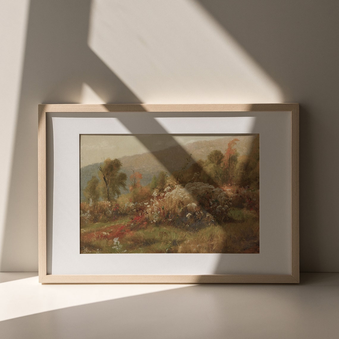Autumn Hillside Vintage Fall Forest Landscape Painting Rustic Print - Image 3