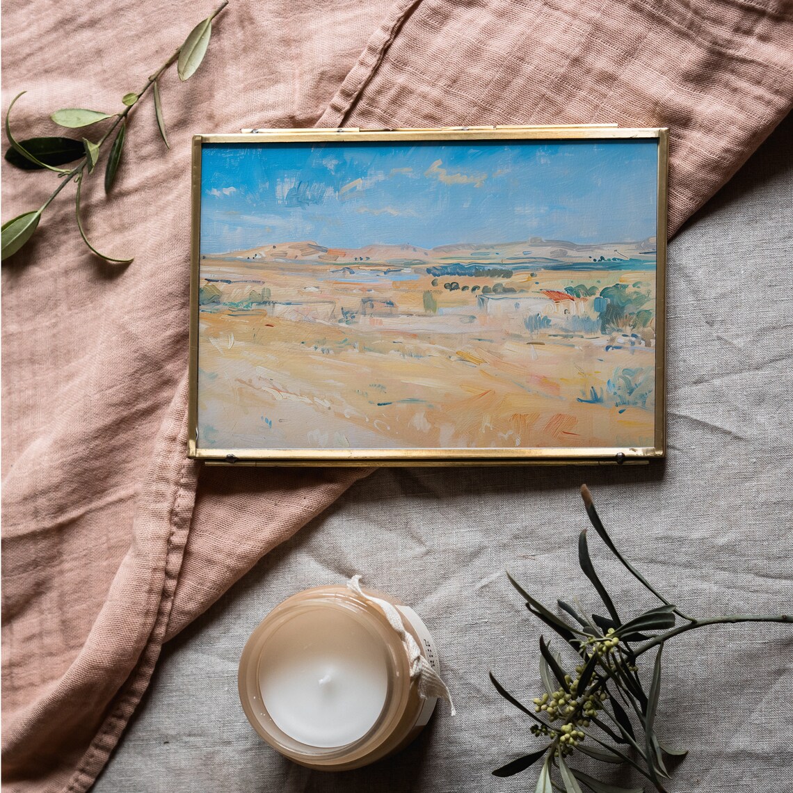 Colorful Impressionist Summer Field Pastel Landscape Painting Print - Image 4