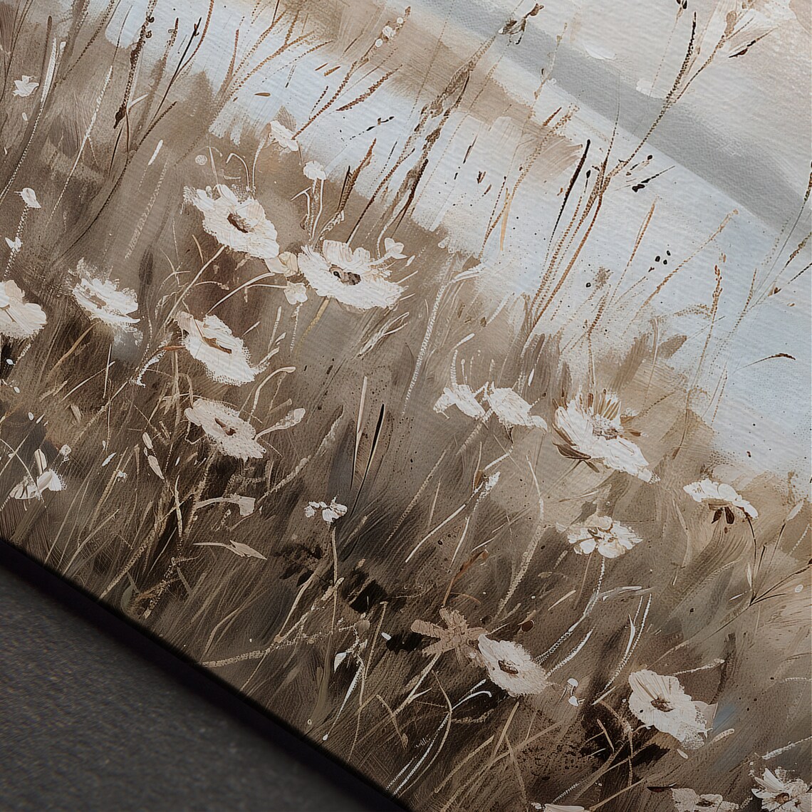 White Wildflowers by the Water Vintage Lakeside Meadow Floral Art Poster - Image 3