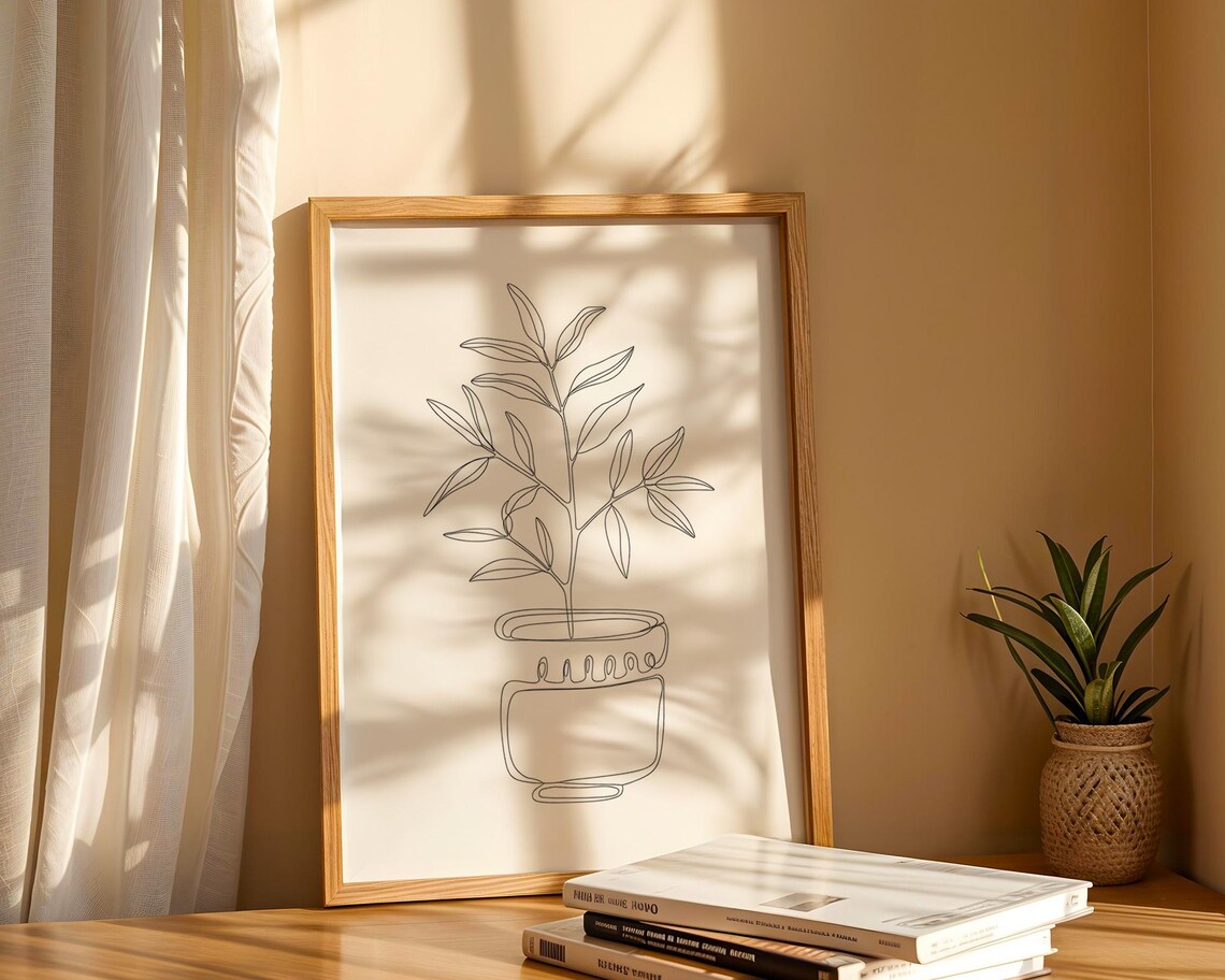 Minimalist Botanical Line Art, Elegant Plant Drawing - Image 5