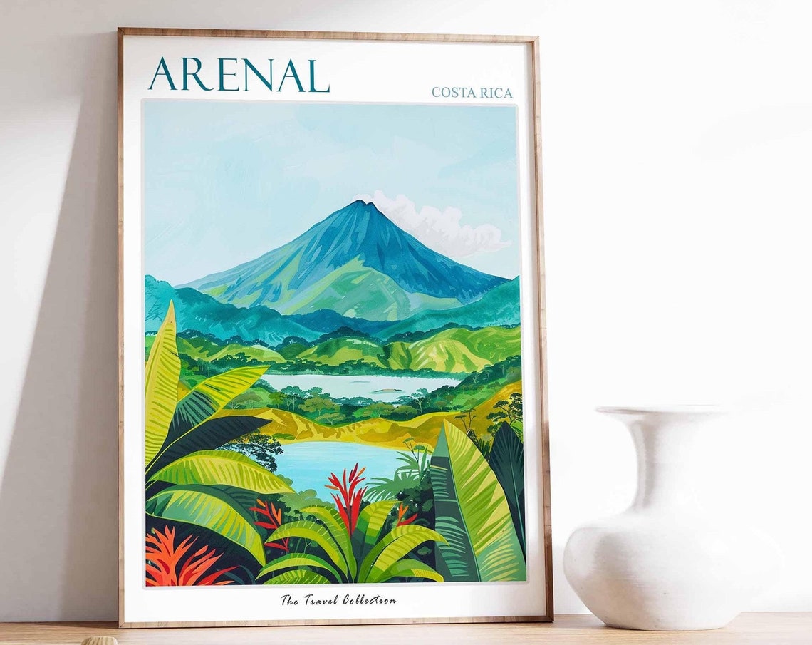 Arenal Poster Costa Rica Travel Print Costa Rican Decor North America Travel Poster Landscape Print Arenal Gift Arenal Travel Poster