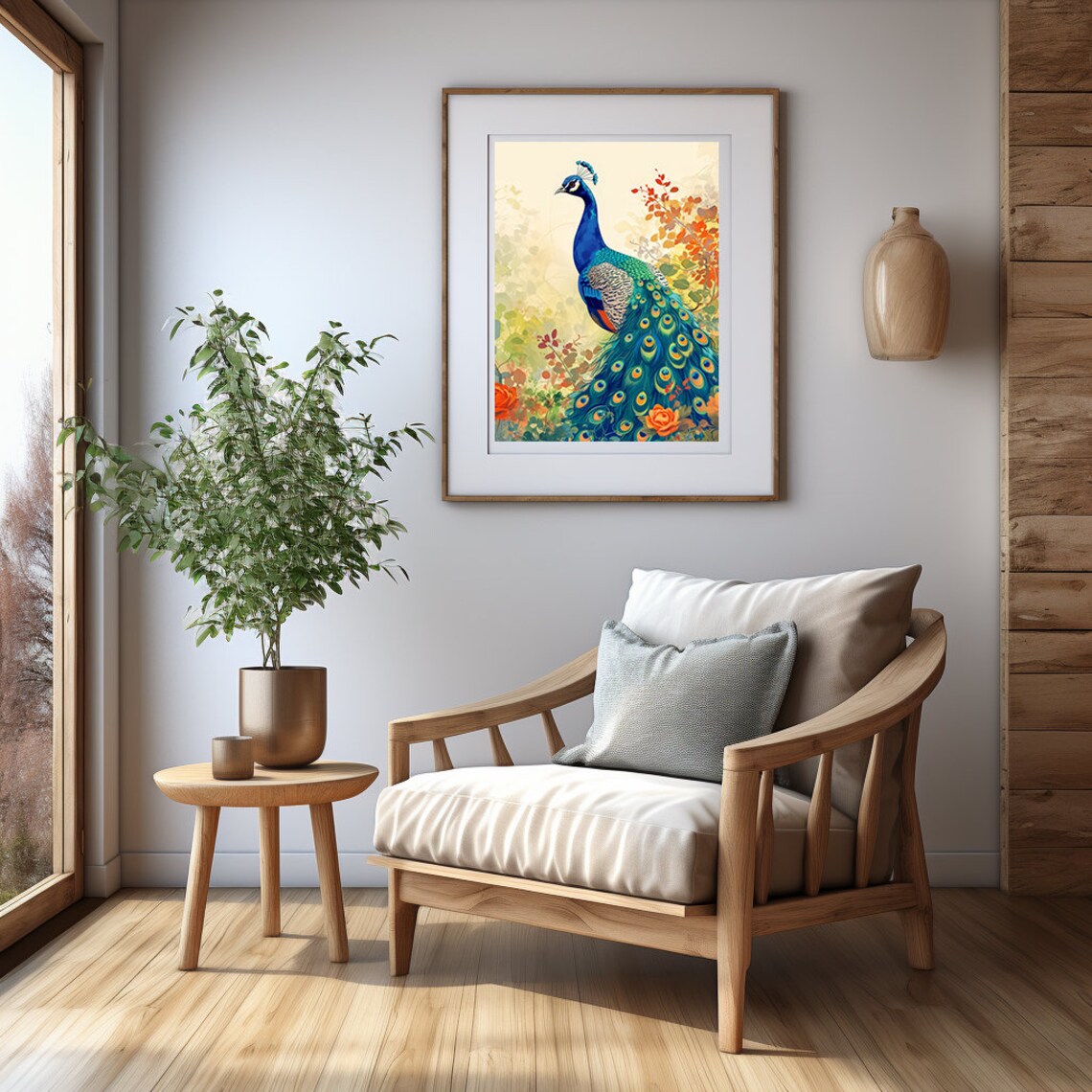 Green Peacock Vintage Art Print, Antique Decor - Image 3