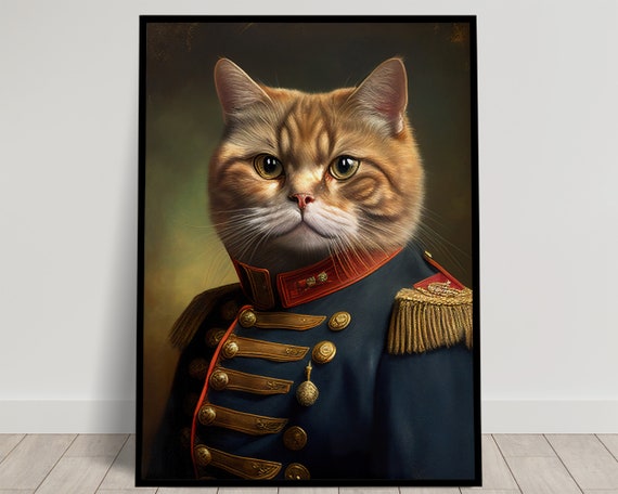 Portrait Of A Red Cat In Military Uniform Poster