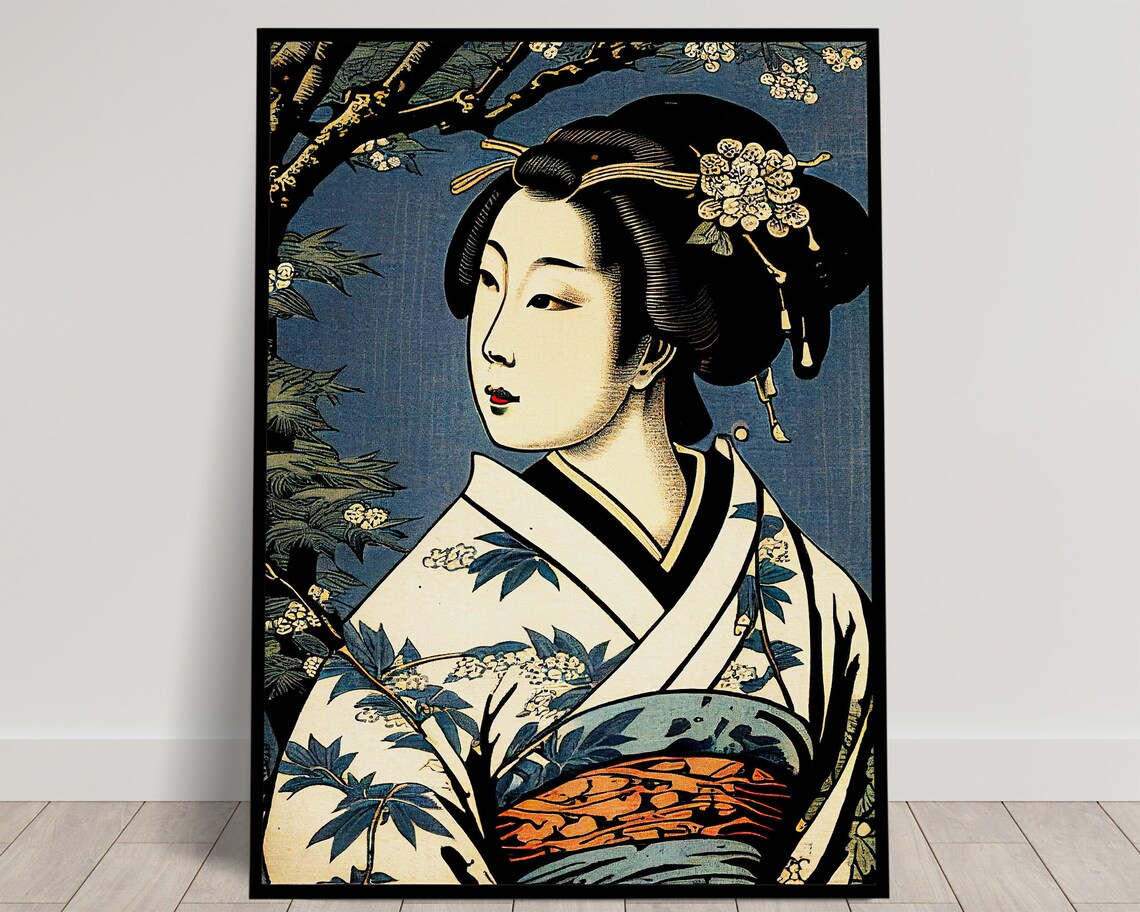Geisha Japanese Art Style Illustration Poster
