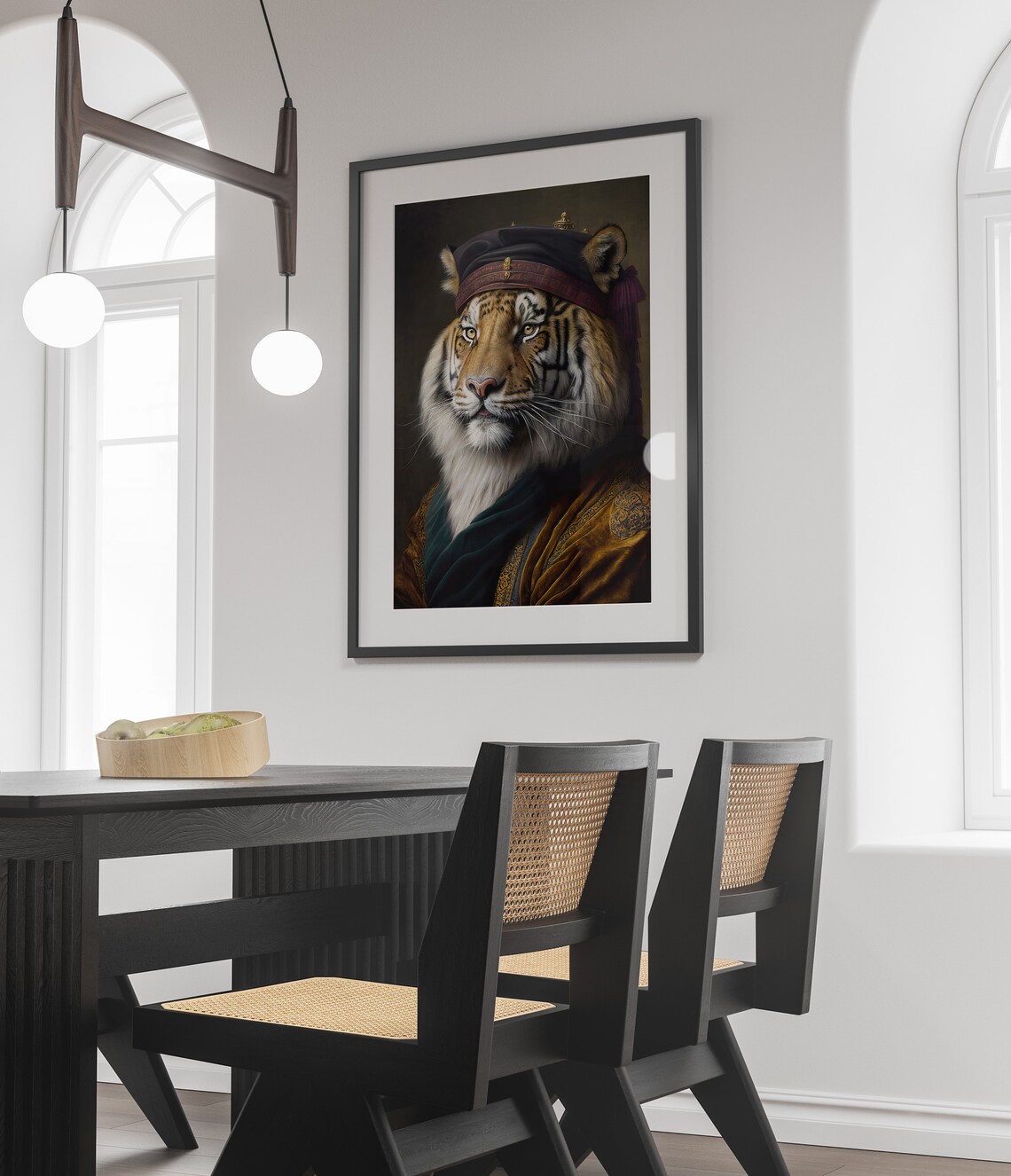 Tiger in a Baroque Turban and Velvet Robe Royal Animal Portrait Poster - Image 4