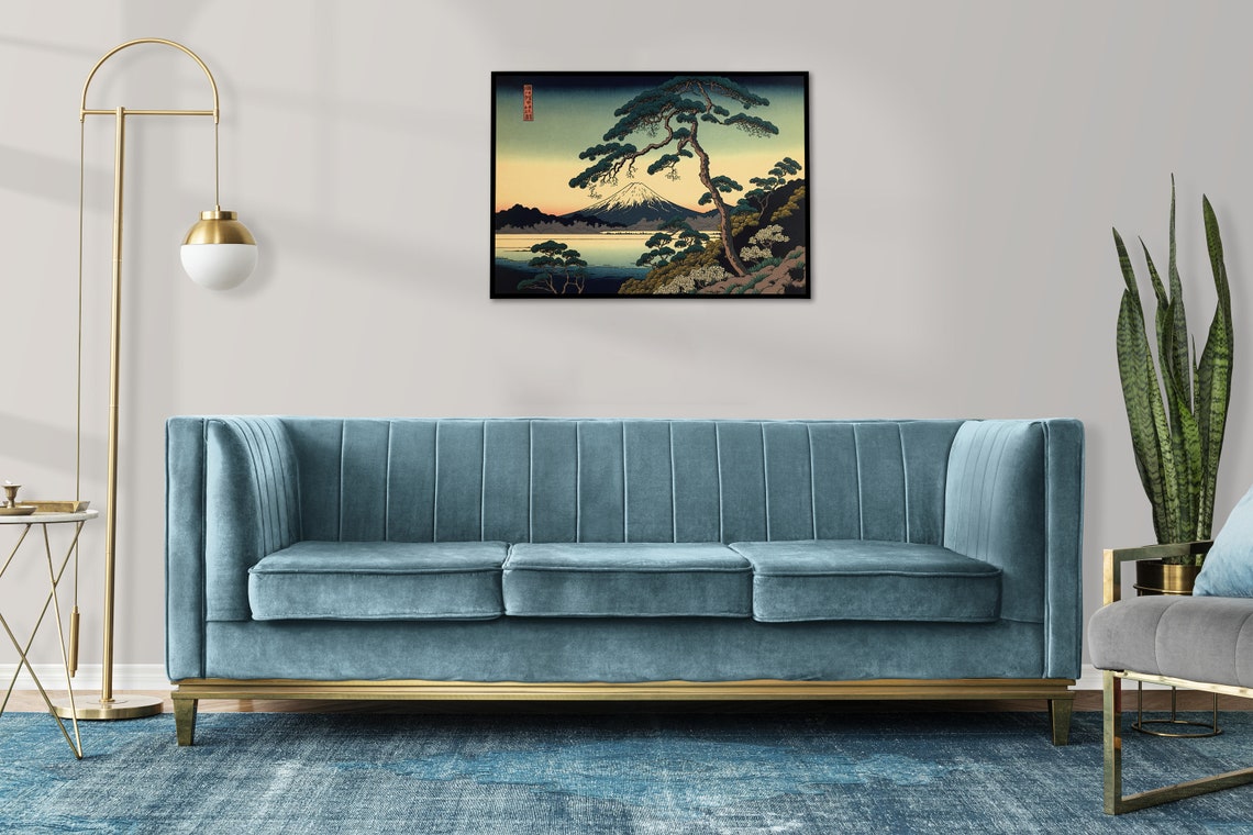 Mount Fuji Japanese Ukiyo E Landscape Pine Tree Sunset Lake Art Print - Image 4