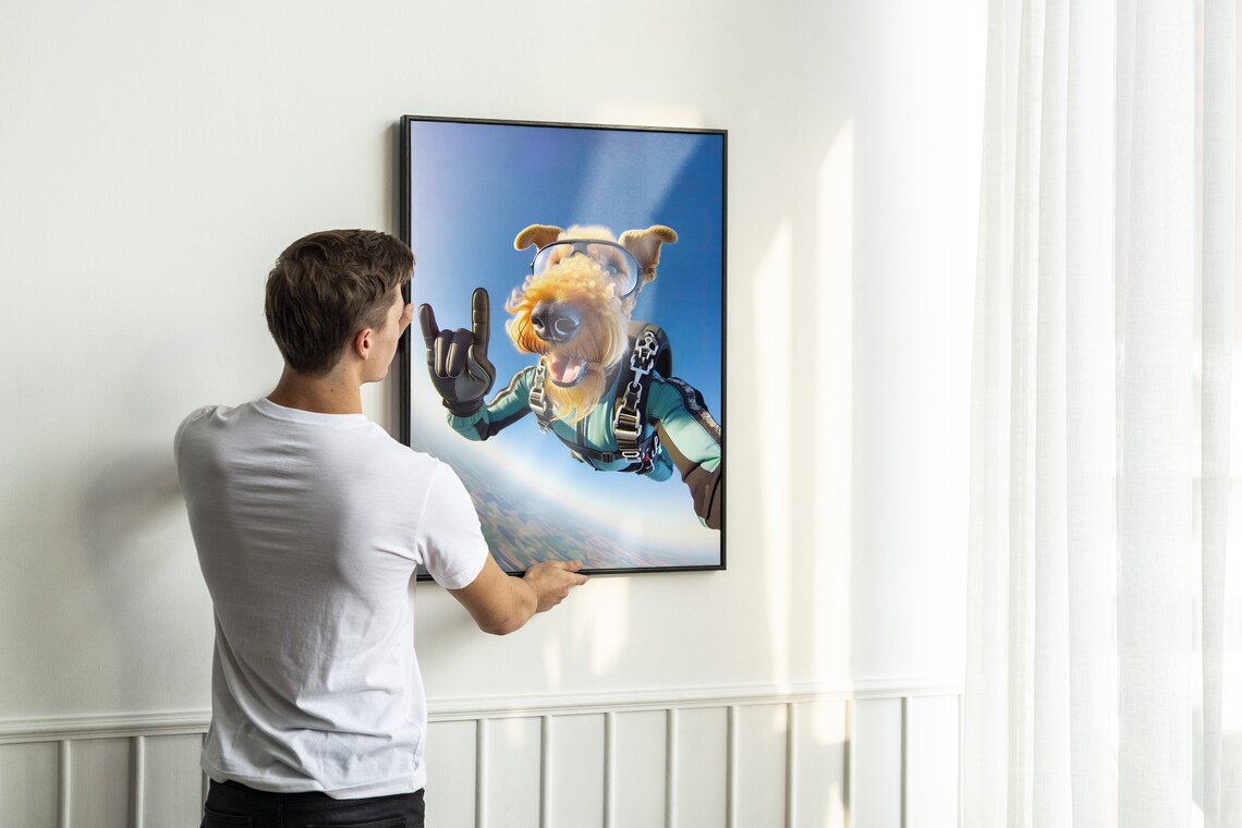 Skydiving Airedale Terrier Animal Print, Child Bedroom Decor - Image 2