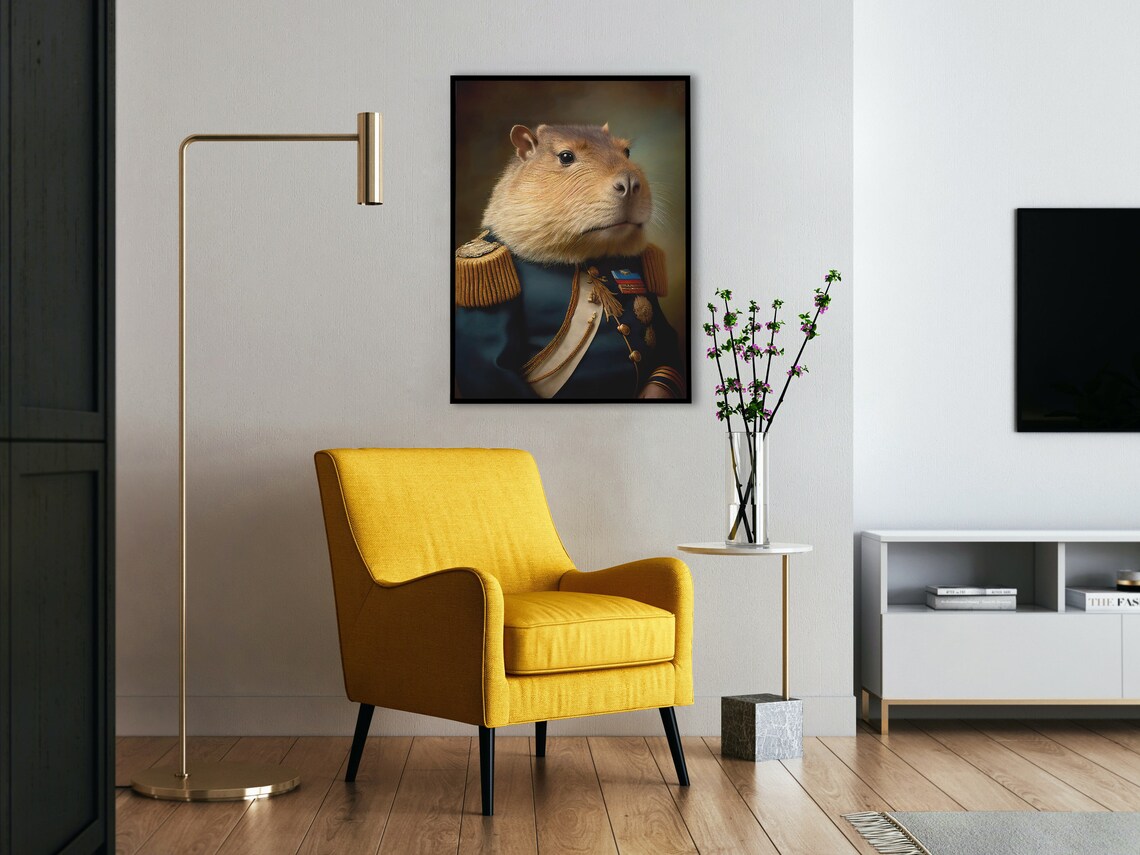 Portrait Of A Capybara In Military Uniform Poster - Image 3