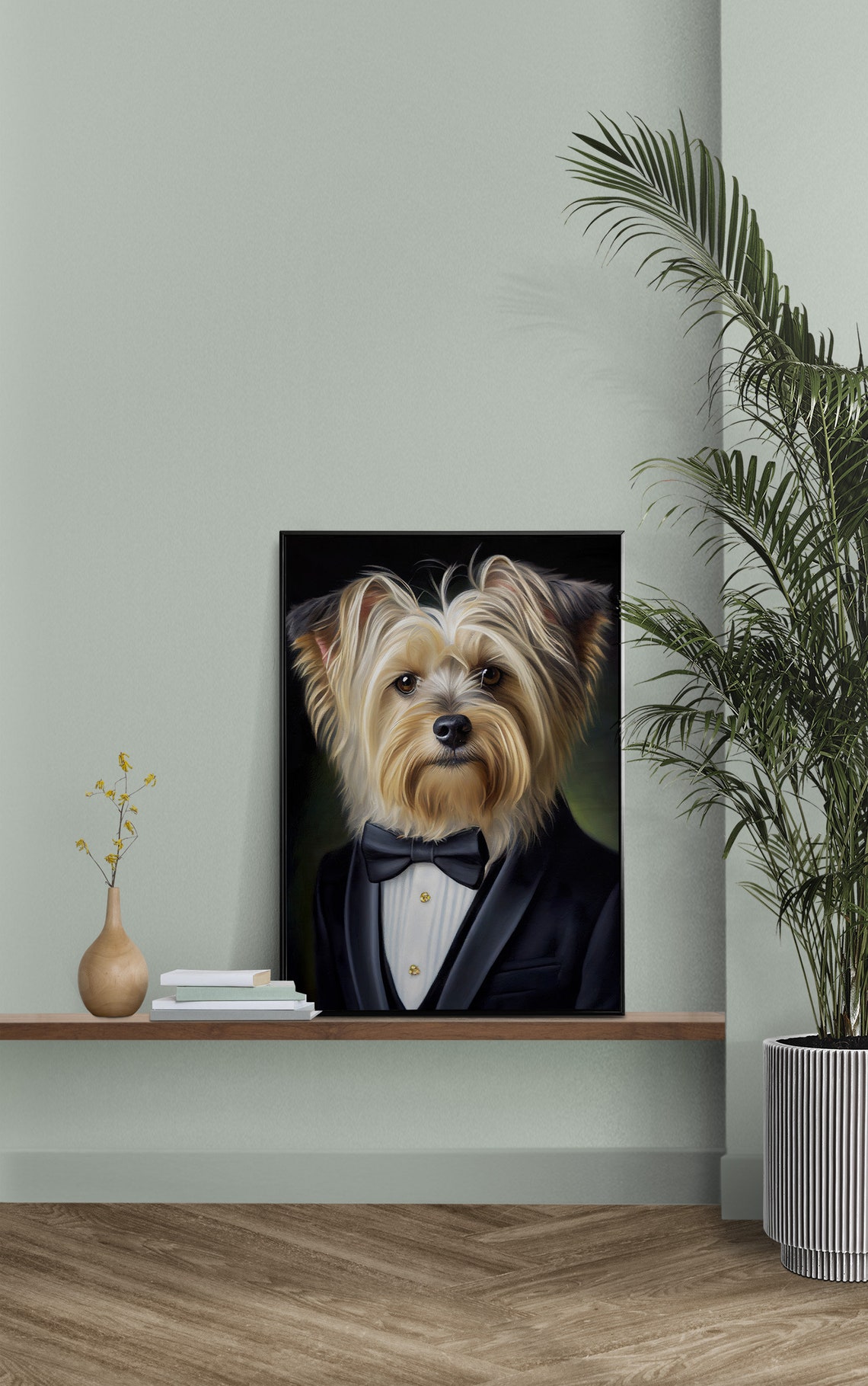 Yorkshire Terrier in Tuxedo with Bow Tie Elegant Dog Portrait Poster - Image 3