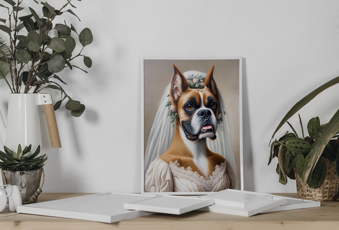 Boxer Bride in Wedding Dress with Veil and Floral Headpiece Poster - Image 2