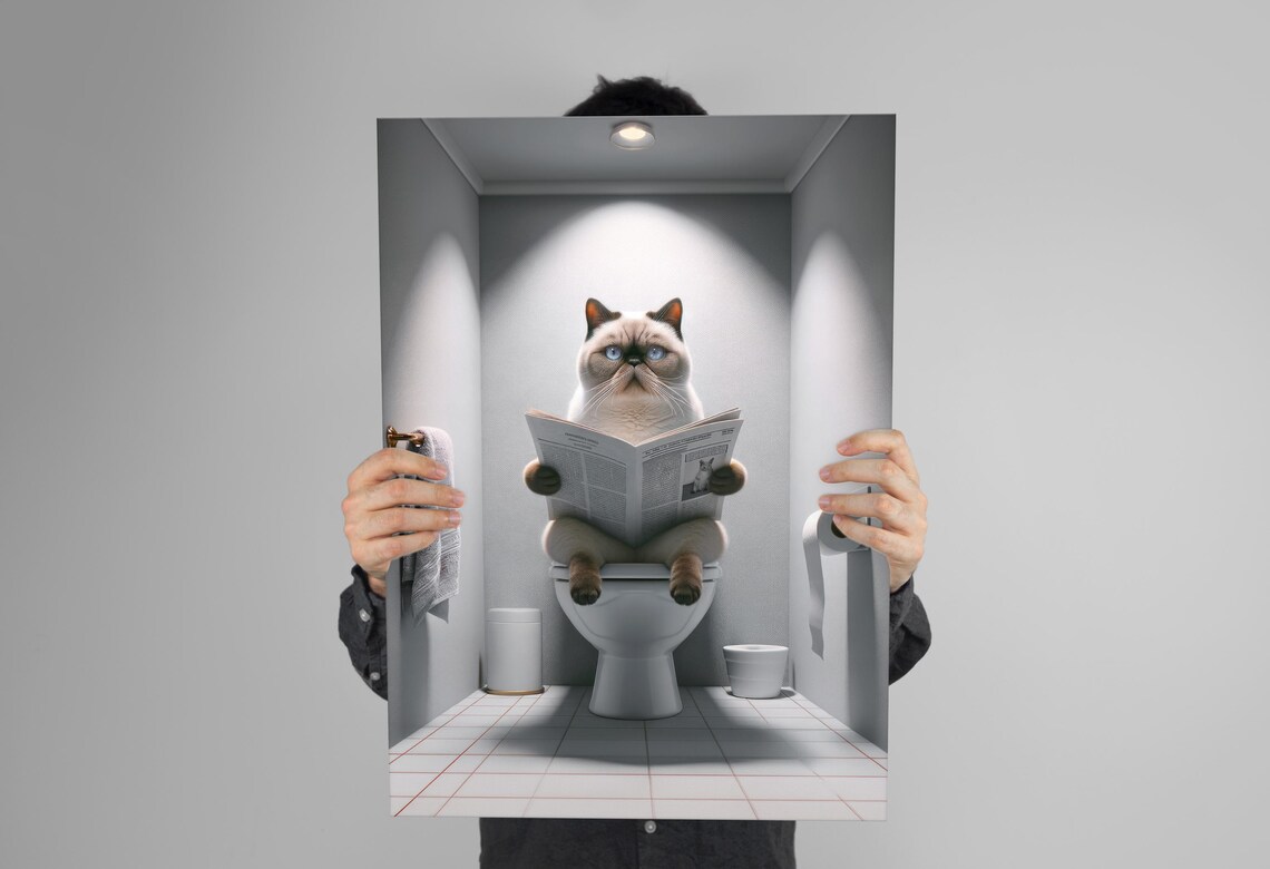 Colorpoint Exotic Shorthair Cat Bathroom Poster - Image 3