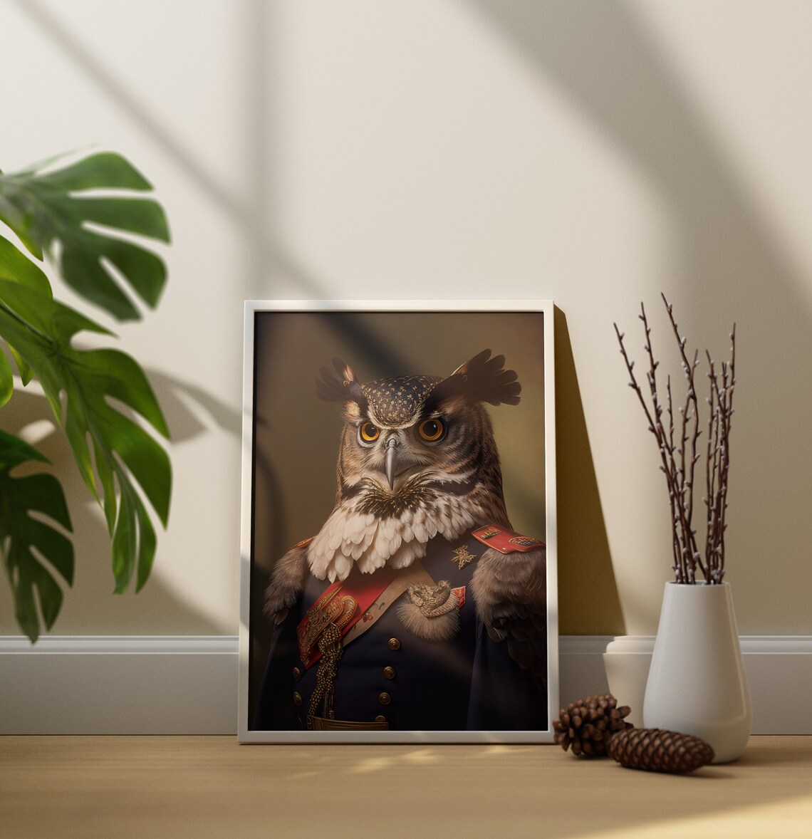 Owl In Military Uniform Poster, Animal Wall Art - Image 2