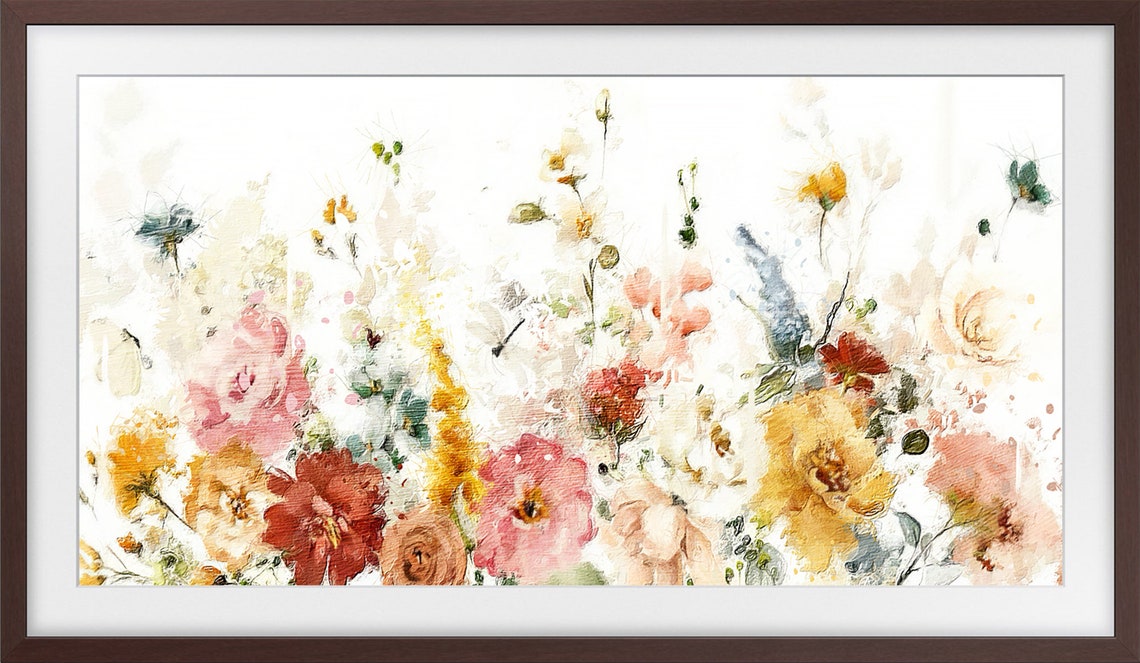 Light Spring Flower Watercolor Blush Gold Delicate Floral Art Poster - Image 3