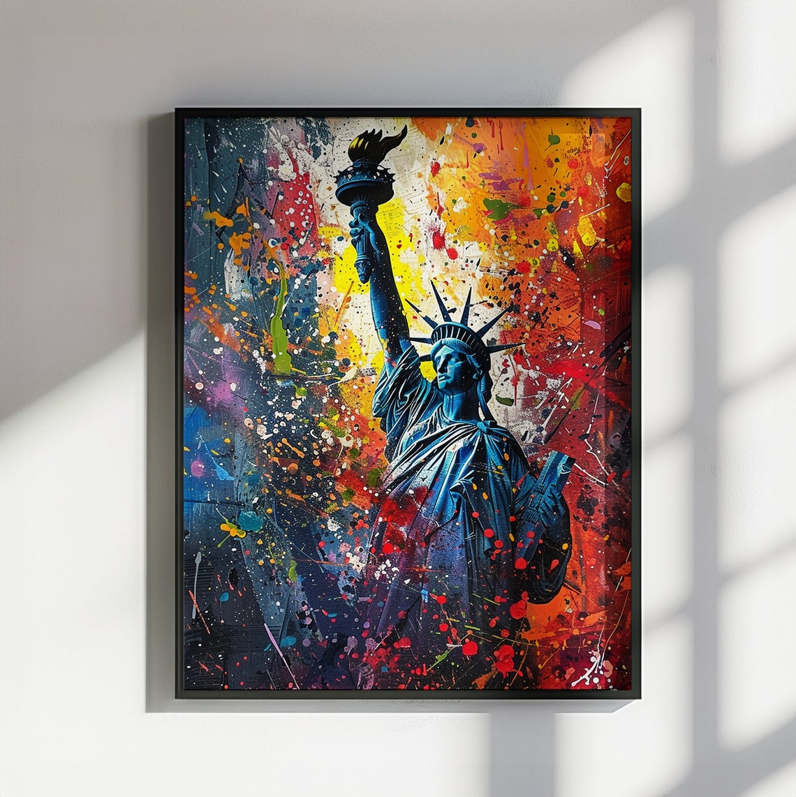 Statue Of Liberty New York City Poster Print Street Art Graffiti Painting Paint Splash Cityscape Abstract Travel Gift Manhattan America Usa