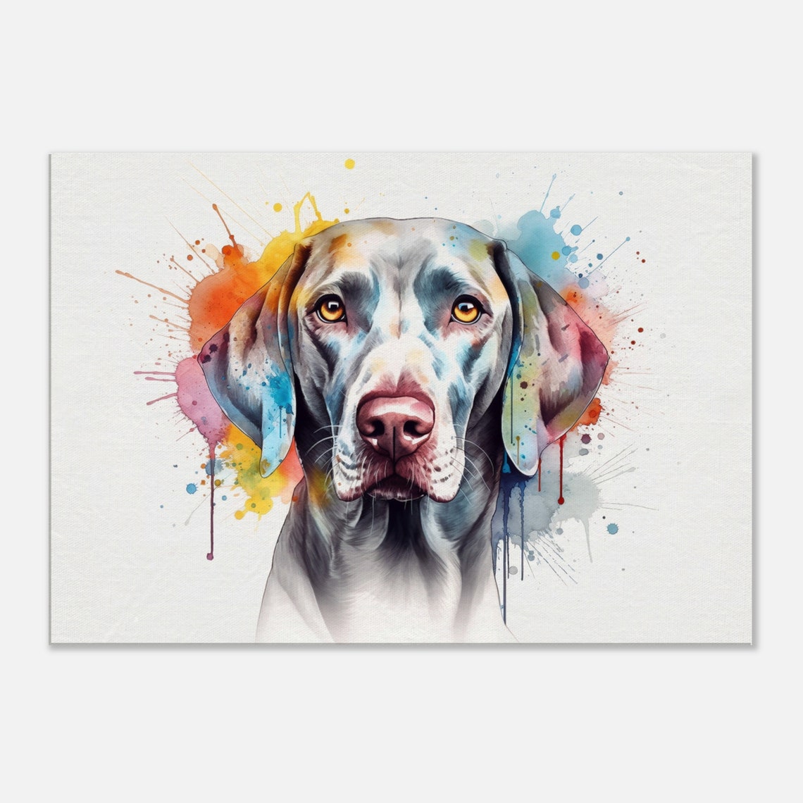 Weimaraner Portrait Pastel Paint Splash Watercolor Artwork Poster - Image 3