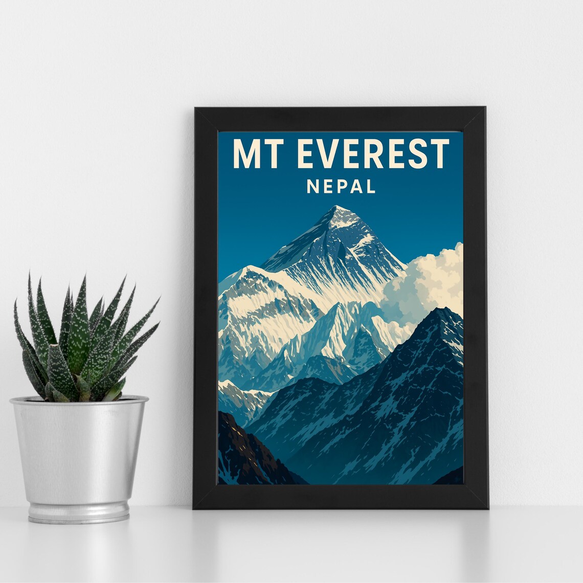 Mount Everest Nepal Himalaya Summit Snow Peak Adventure Art Poster