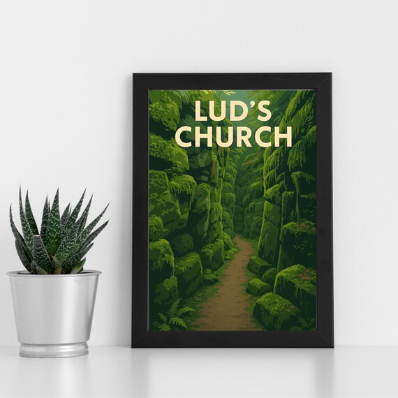 Lud's Church Peak District Mossy Rock Chasm Path Travel Poster