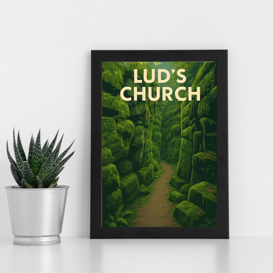Lud's Church Peak District Mossy Rock Chasm Path Travel Poster