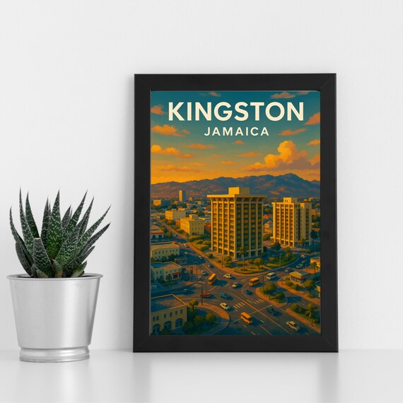 Kingston Print Artwork L Jamaica Central America Custom Poster Postcard Framed Greeting Card Portrait