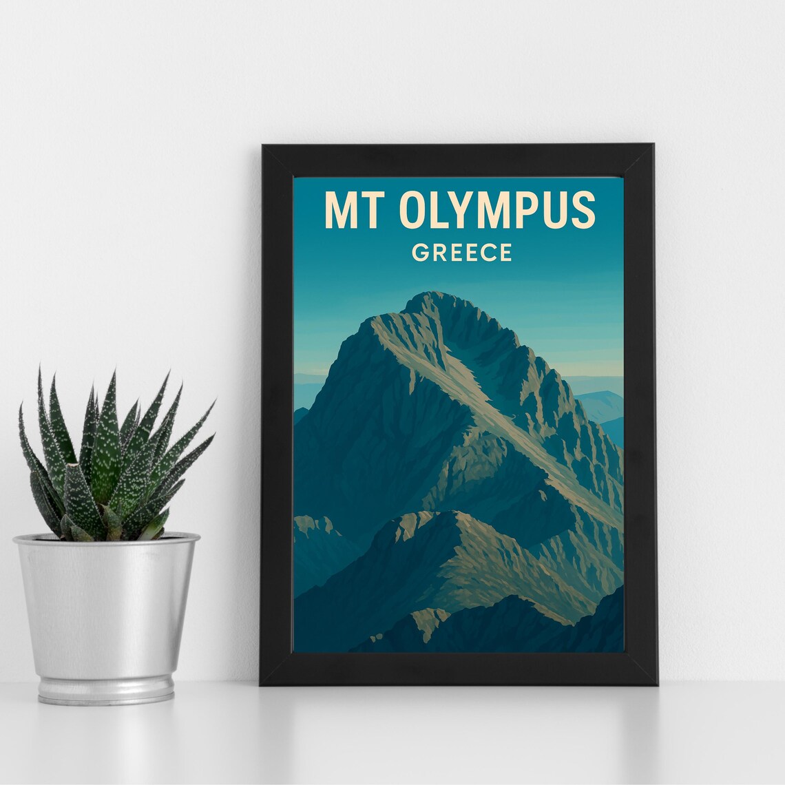 Mt Olympus Greece Mountain Summit Peak Vintage Travel Poster