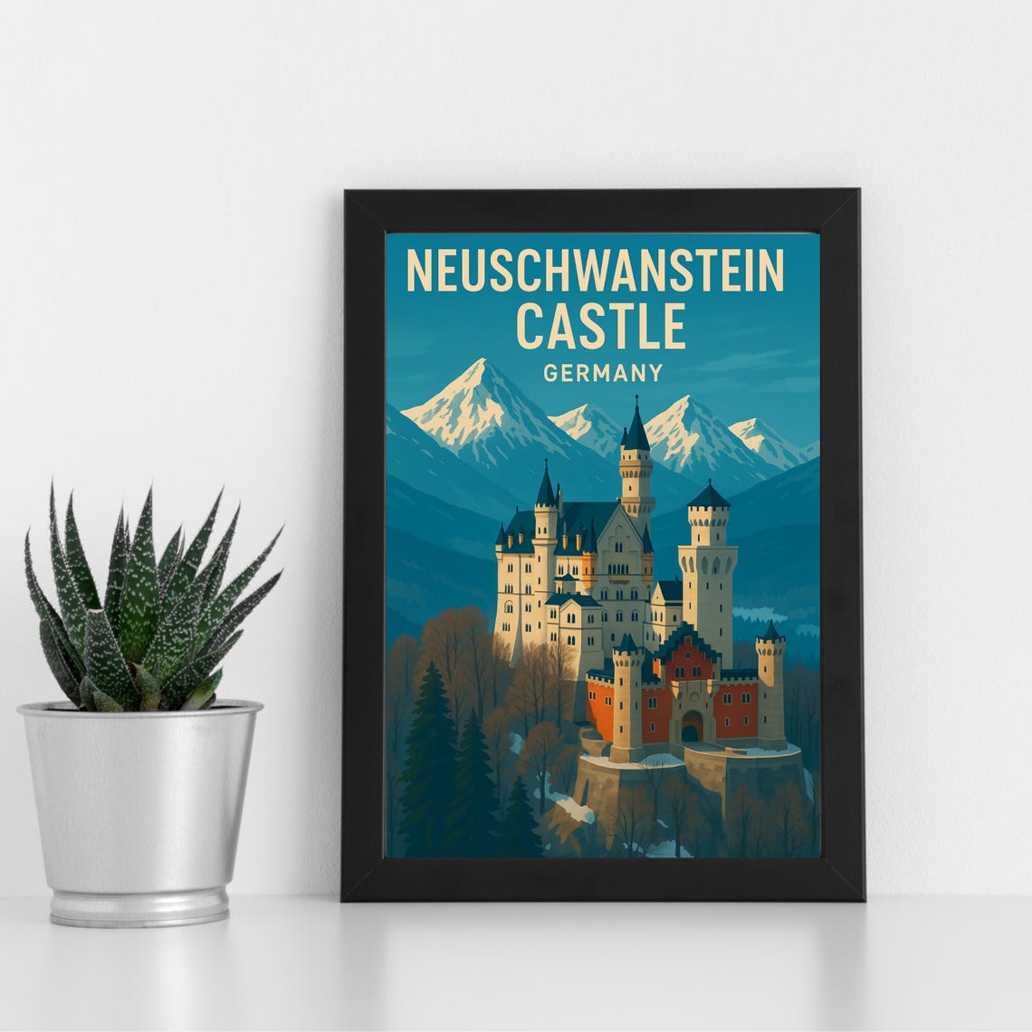 Neuschwanstein Castle Germany Bavarian Fairytale Travel Poster