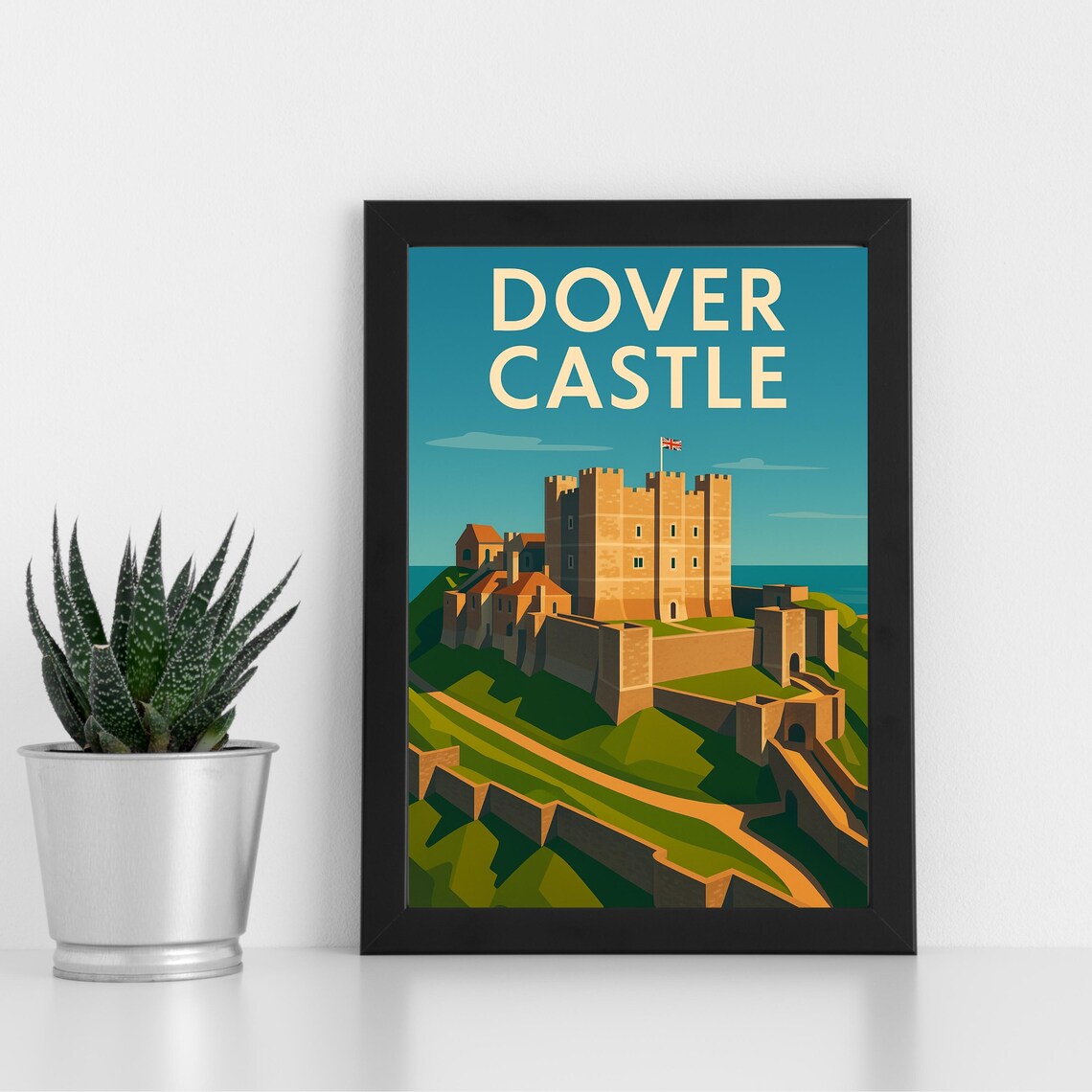 Dover Castle Vintage Travel Poster White Cliffs Kent England Art