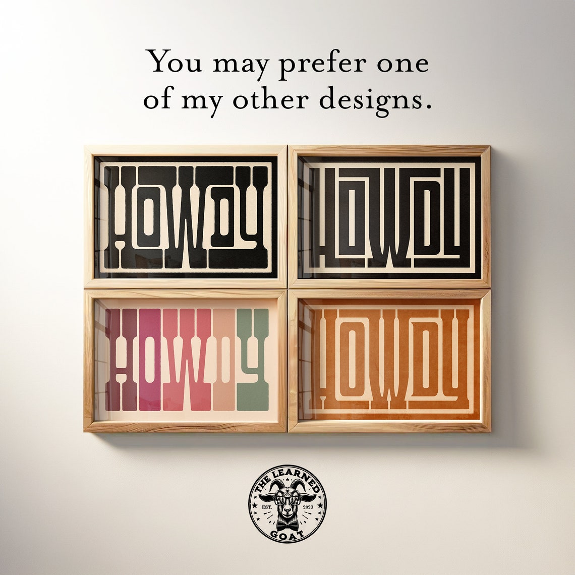 Howdy Black Cream Western Block Letters Adobe Style Hallway Print - Image 4
