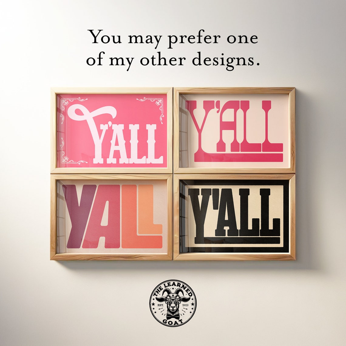 Yall Typography Poster Gift For Girl Hot Pink Yall Western Wall Art Birthday Gift Farmhouse Decor Southern Pink Yall Means All Print - Image 4