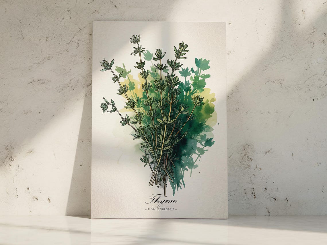 Thyme Herb Botanical Watercolor Print Garden Kitchen Wall Decor