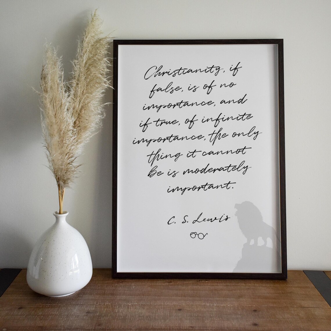 C. S. Lewis Christianity of Infinite Importance Lion Silhouette Poster