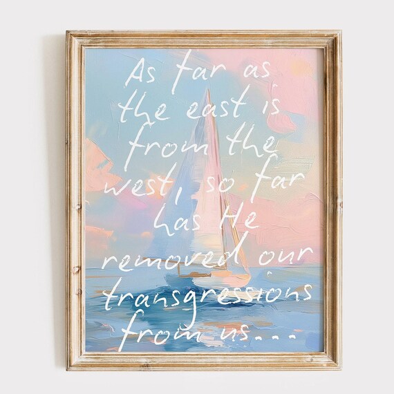 Coastal Christian Wall Art Bible Verse Nautical Print