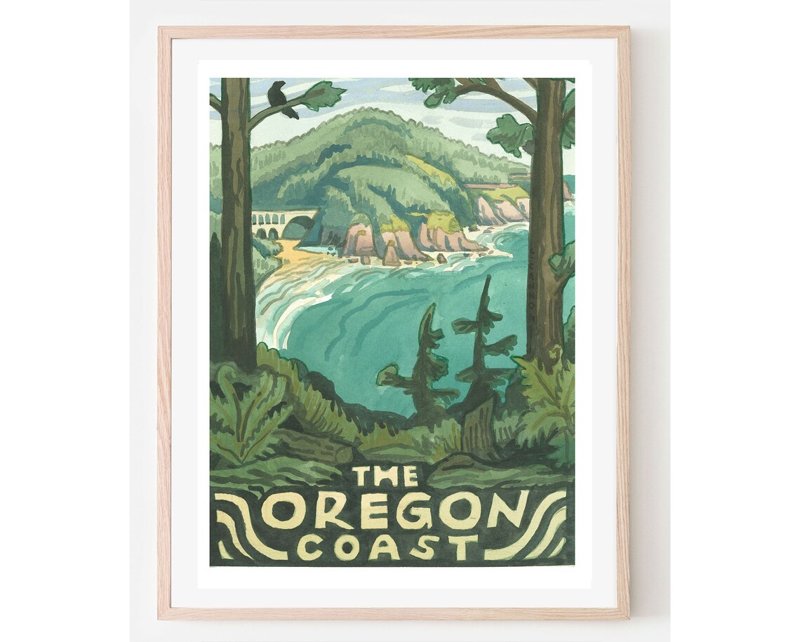 Oregon Coast Vintage Travel Poster Art Print