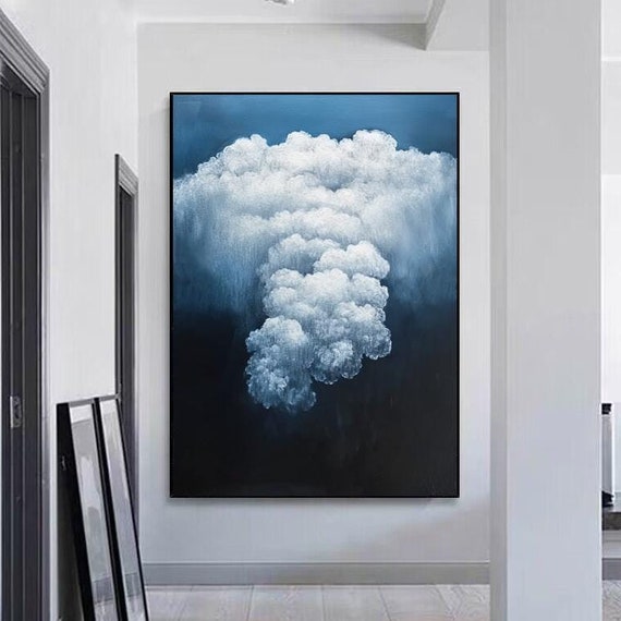 Hand Painted Oil Painting Cloud Artwork Modern Minimalist Wall Art For Living Room Entryway Dining Room
