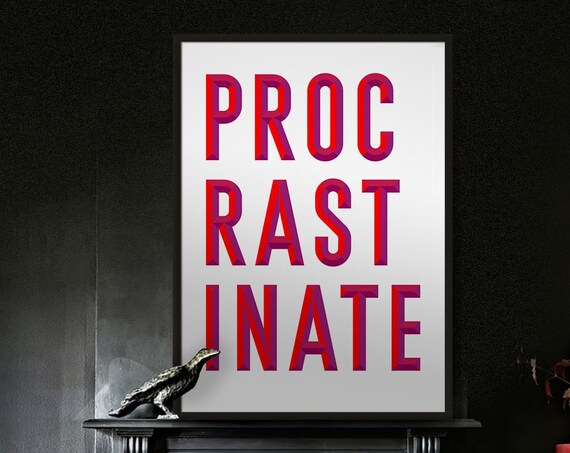 Procrastinate Bold Typography Quote Red Purple Gradient Letters Wall Art