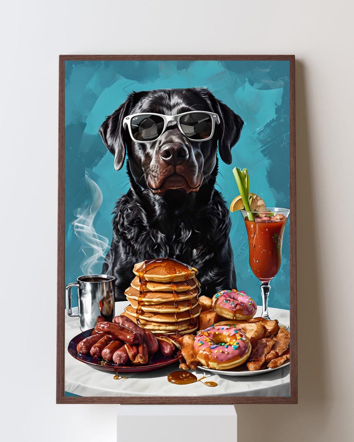 Black Labrador Brunch Feast Funny Dog With Sunglasses Humor Art Poster