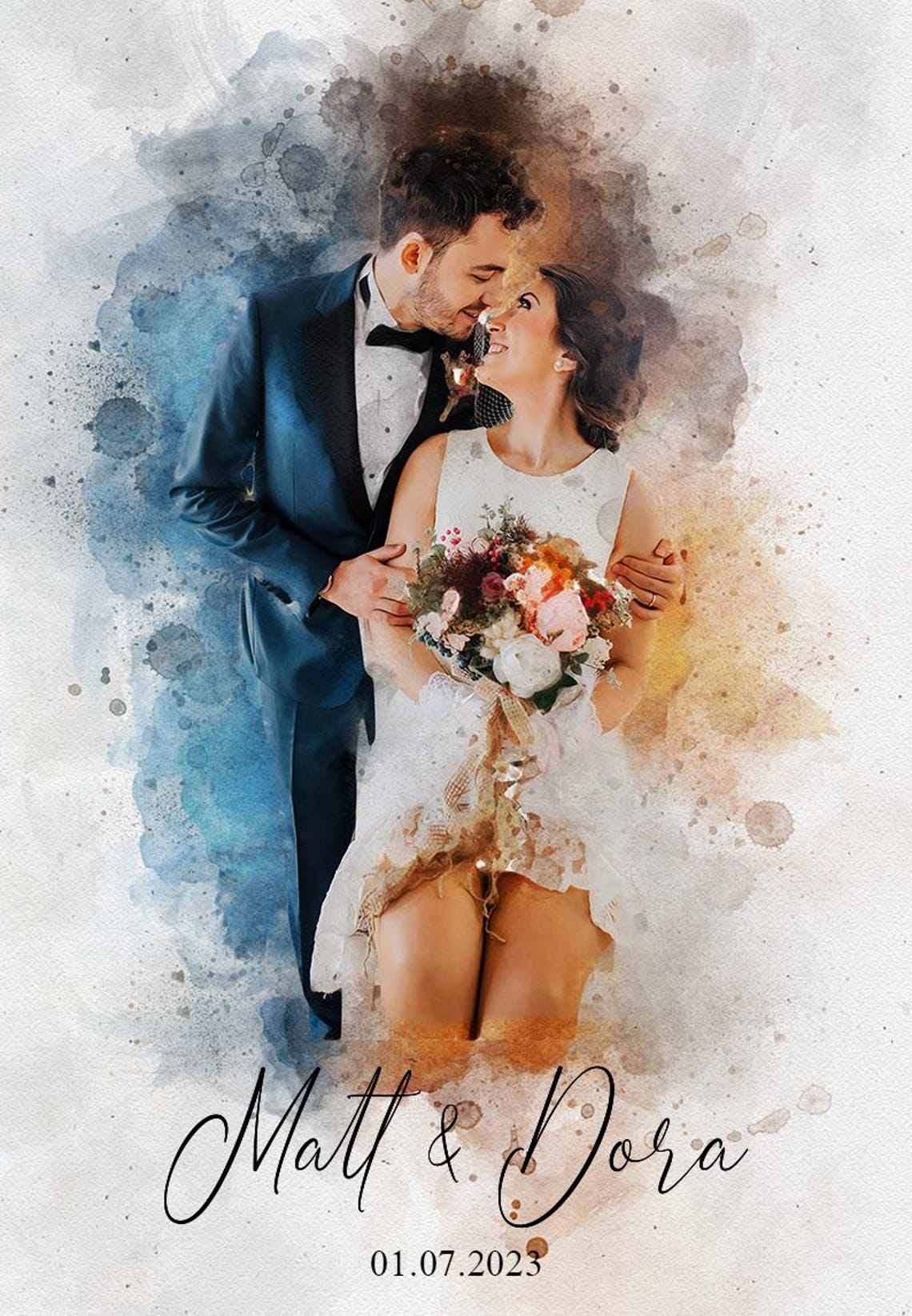 Custom Wedding Gifts Couple Portrait Art Print - Image 2