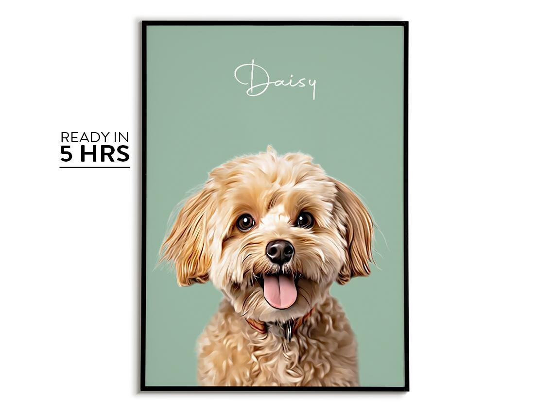 Personalized Pet Portrait, Hand-Drawn Art Print