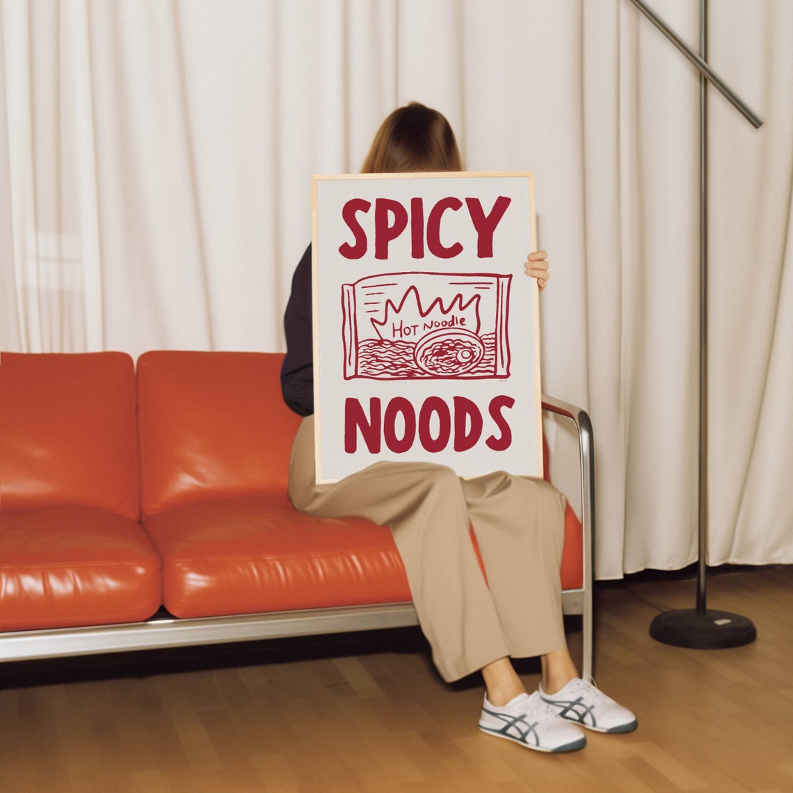 Cream Red Spicy Noods Hot Instant Noodle Packet Kitchen Wall Print - Image 2