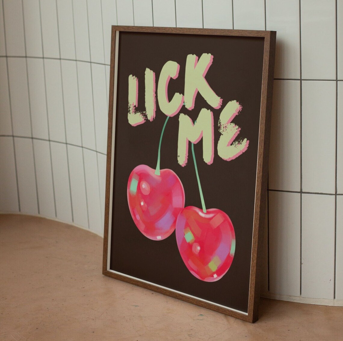 Lick Me Cherry Fruit Wall Art Poster Print - Image 2