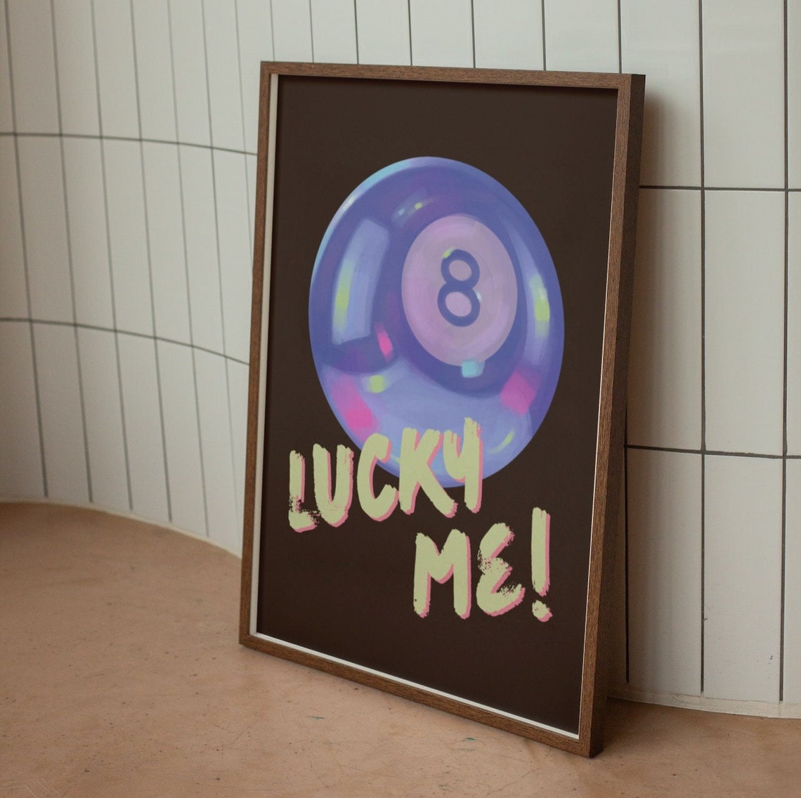Purple Magic 8 Ball Lucky Me Retro Typography Statement Poster Art - Image 2