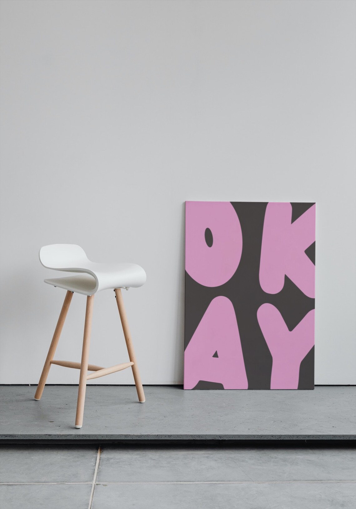 Okay Wall Print Black And Pink Poster Funny Wall Art Prints Large Art Prints Statement Print - Image 2
