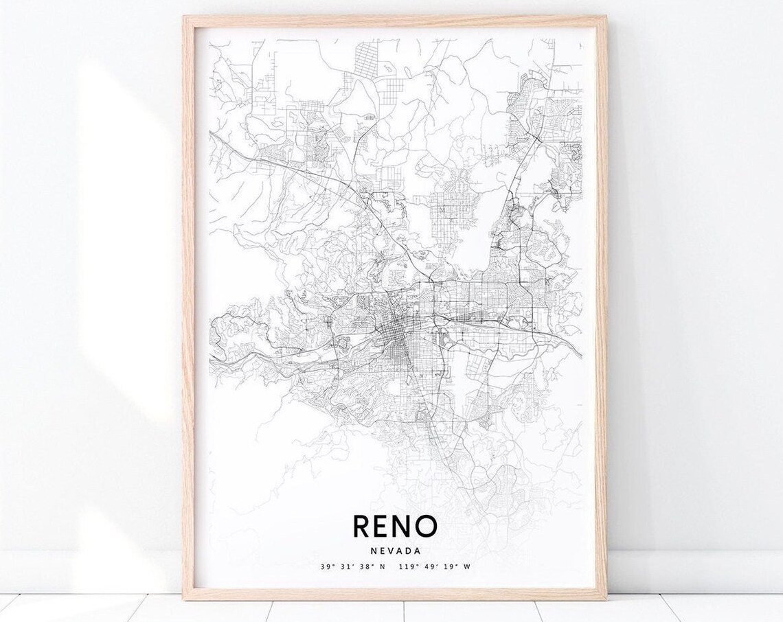 Reno Map Print, Nevada USA Modern Poster