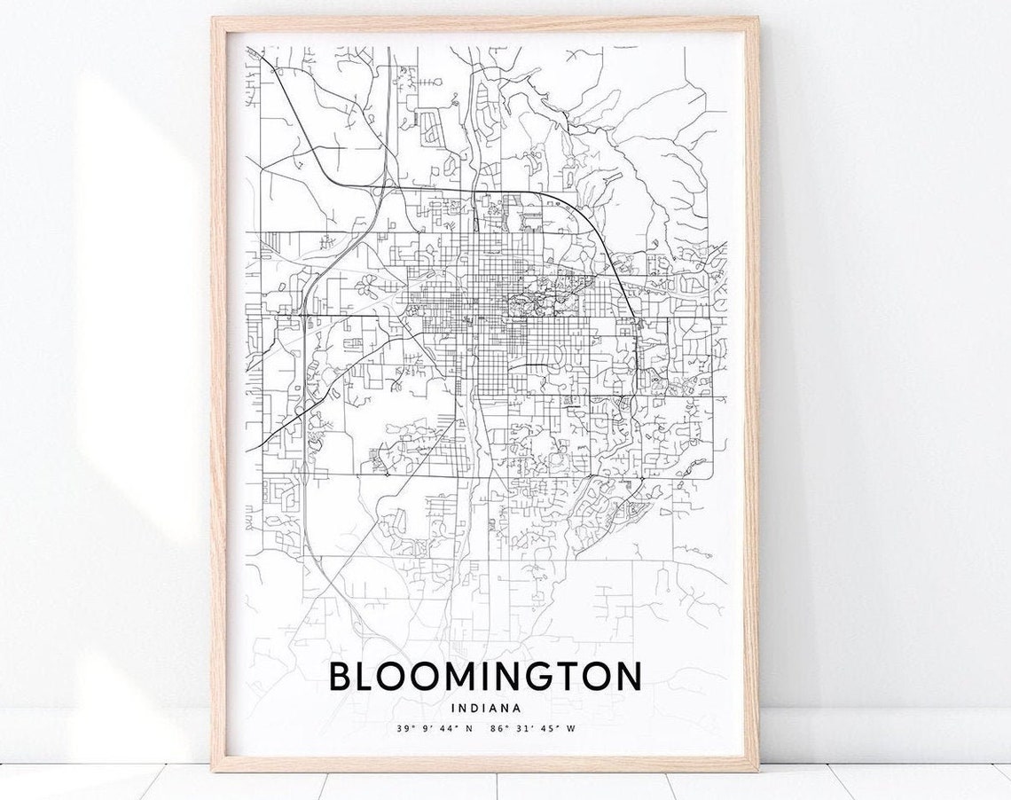 Bloomington Indiana Minimalist City Map With Coordinates Poster