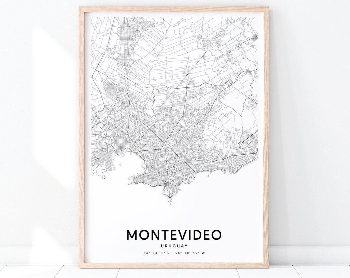 Montevideo Uruguay Minimalist City Street Map Line Art Poster