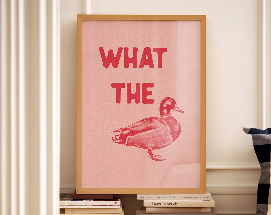 What The Duck Funny Red Duck Pun Retro Cheeky Kitchen Wall Art