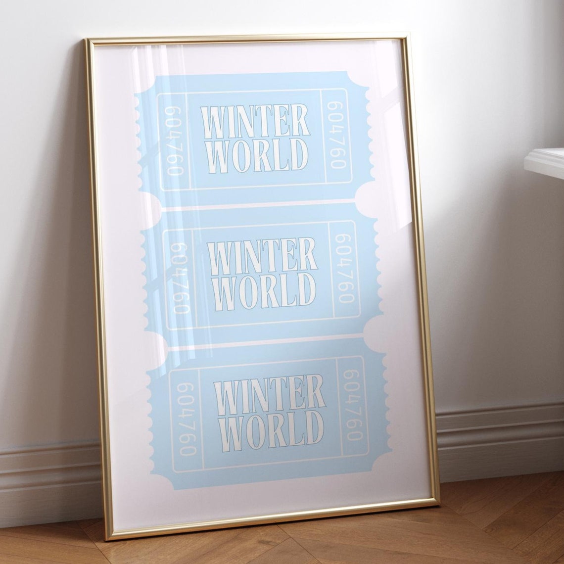 Winter World Light Blue Ticket Stubs Retro Pastel Holiday Poster - Image 4