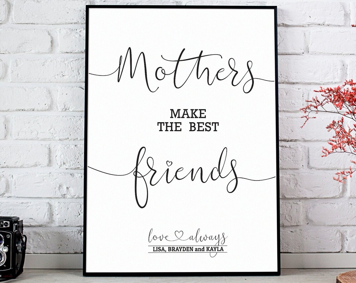 Mothers Make the Best Friends Script Quote Poster Gift for Mom