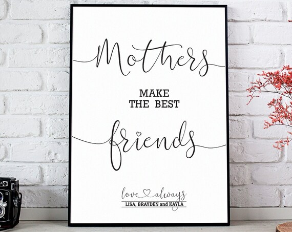Mothers Make the Best Friends Script Quote Poster Gift for Mom